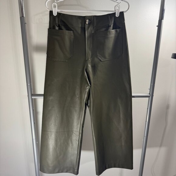 Women's - Anthropologie - The Colette Cropped Wide-Leg Pants by Maeve: Faux-Lea - Picture 3 of 4